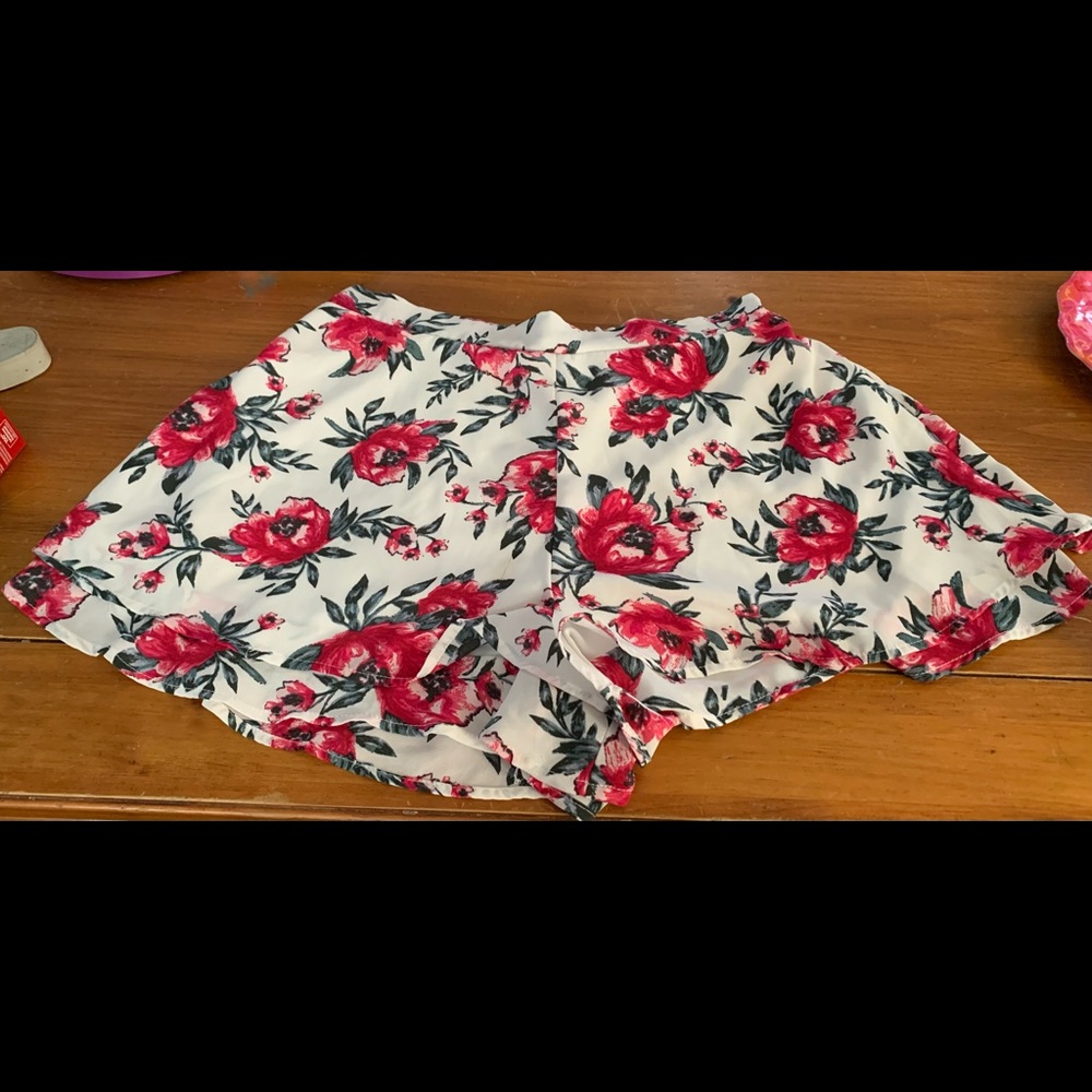 White shorts with pink flowers